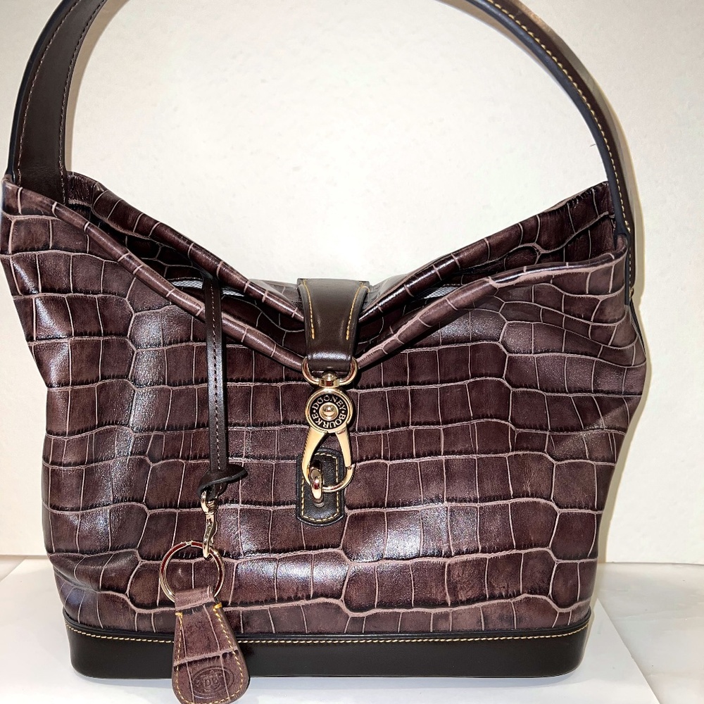 Dooney & Bourke Logo Belvedere Logo Lock Croc Bag
